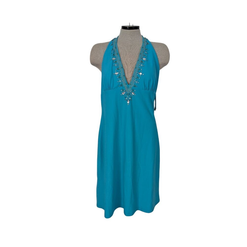 Muse Boston Proper Turquoise Halter Dress Size 12 Prom Wedding NWT-707LP